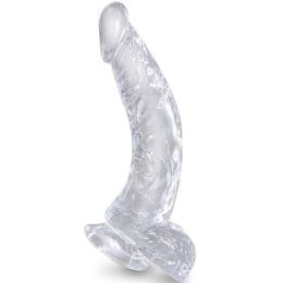 KING COCK - CLEAR REALISTIC CURVED PENIS WITH BALLS 16.5 CM TRANSPARENT